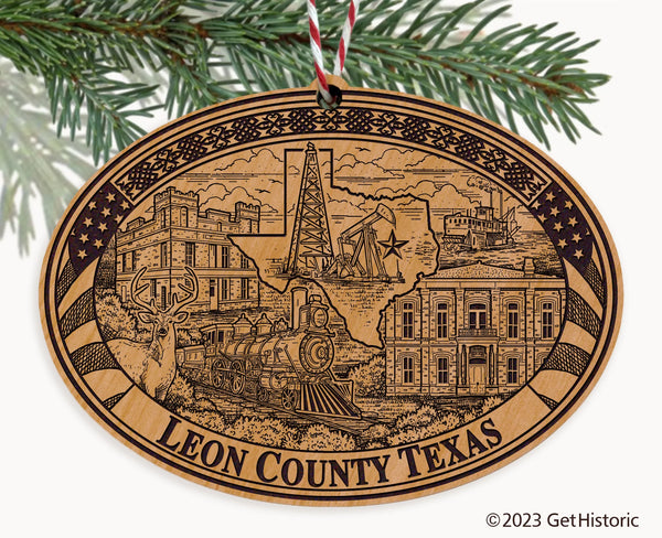 Leon County Texas Engraved Natural Ornament