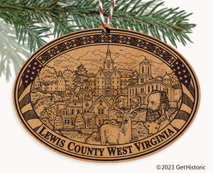 Lewis County West Virginia Engraved Natural Ornament
