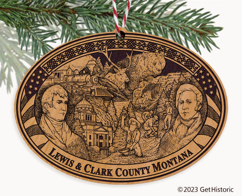 Lewis & Clark County Montana Engraved Natural Ornament
