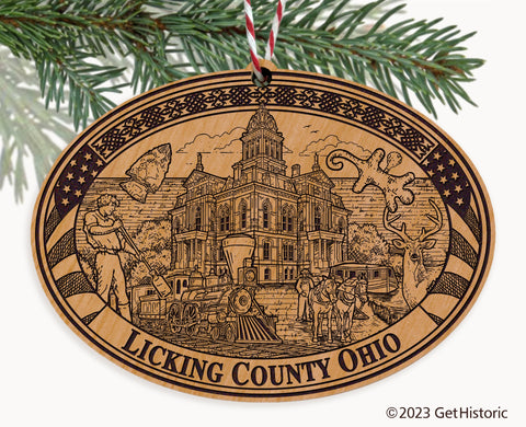 Licking County Ohio Engraved Natural Ornament