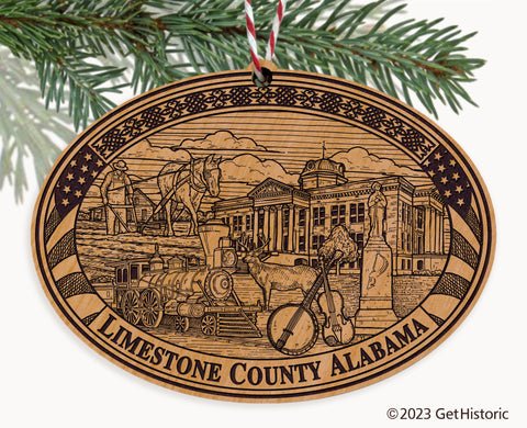 Limestone County Alabama Engraved Natural Ornament