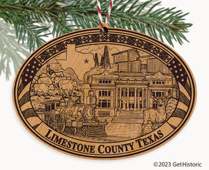 Limestone County Texas Engraved Natural Ornament