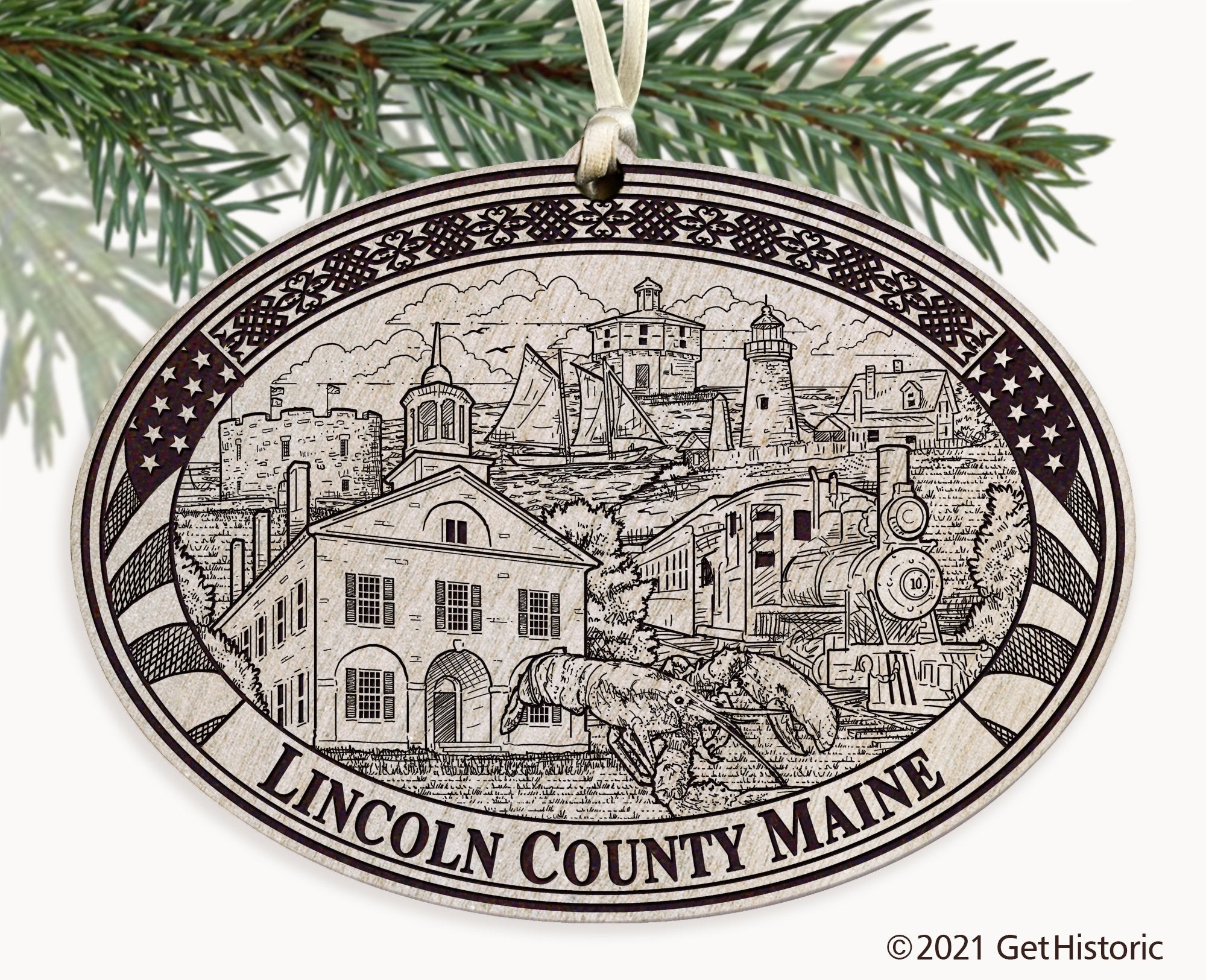 Lincoln County Maine Engraved Ornament