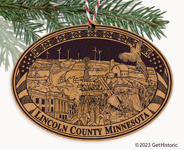 Lincoln County Minnesota Engraved Natural Ornament