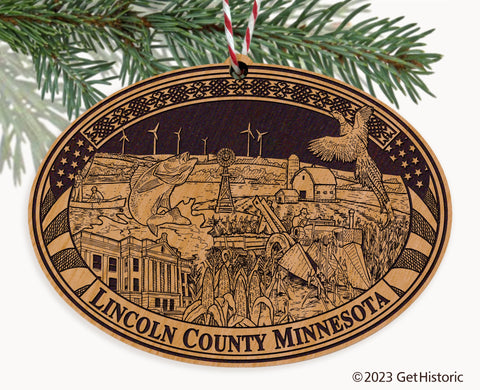 Lincoln County Minnesota Engraved Natural Ornament
