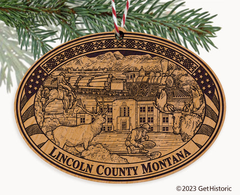 Lincoln County Montana Engraved Natural Ornament