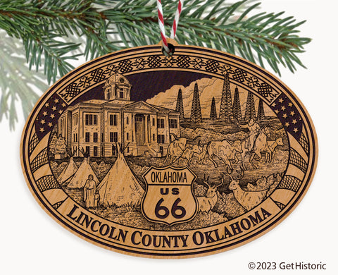 Lincoln County Oklahoma Engraved Natural Ornament