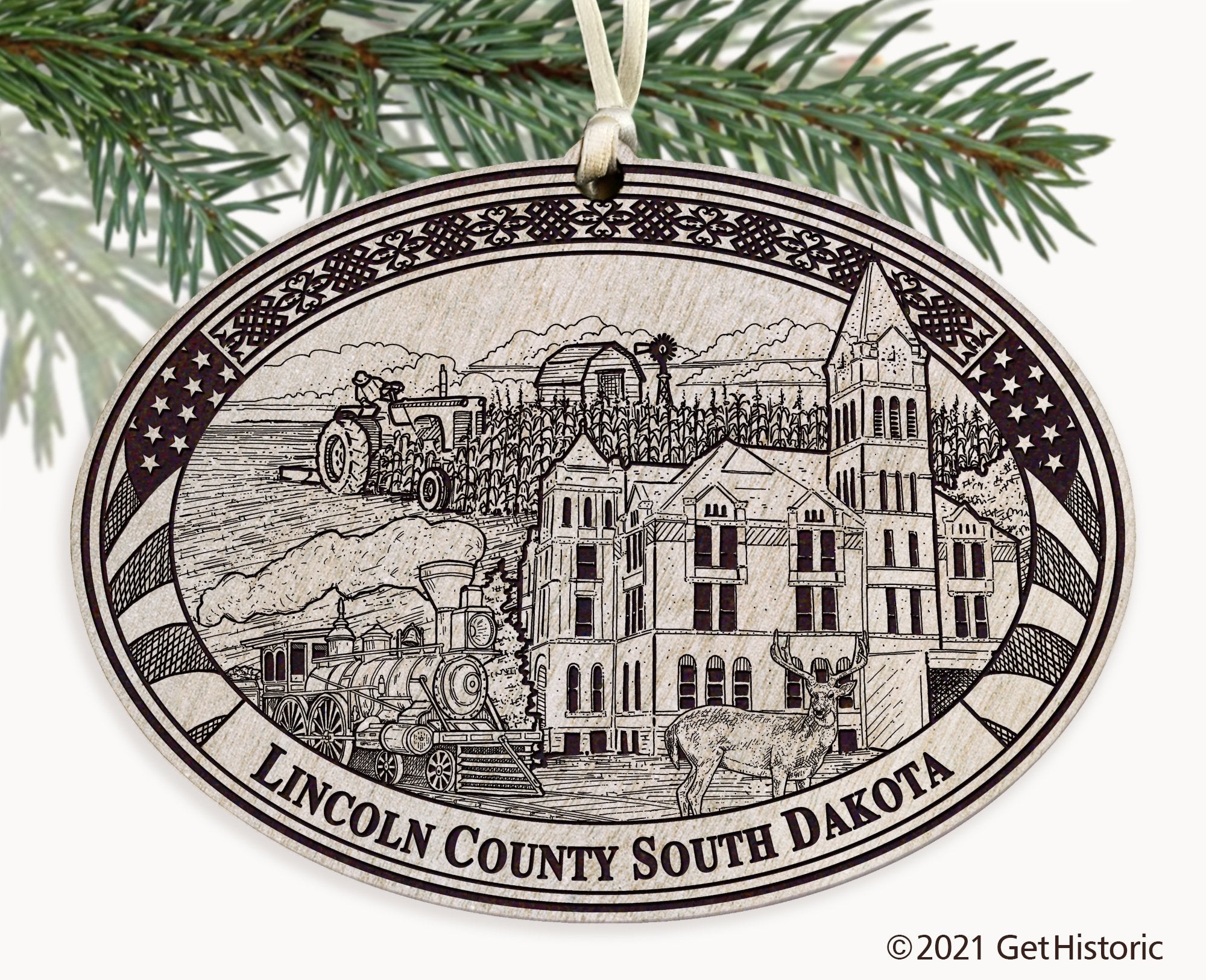 Lincoln County South Dakota Engraved Ornament