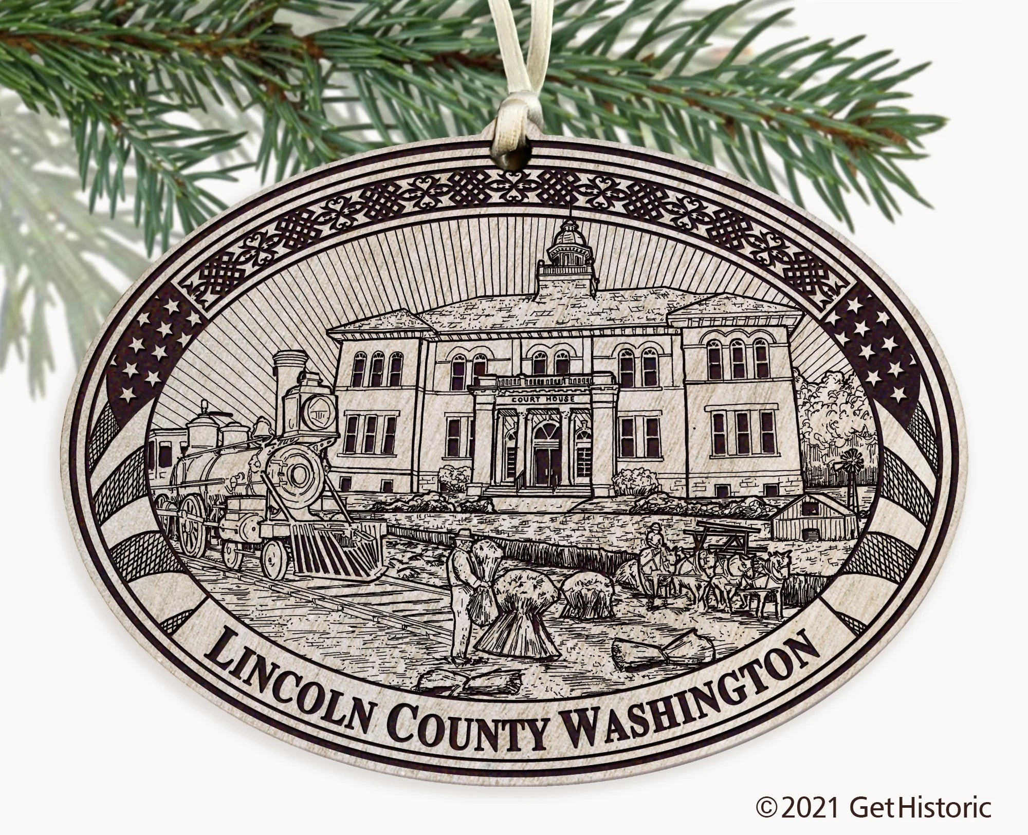 Lincoln County Washington Engraved Ornament