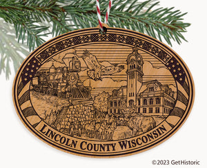 Lincoln County Wisconsin Engraved Natural Ornament