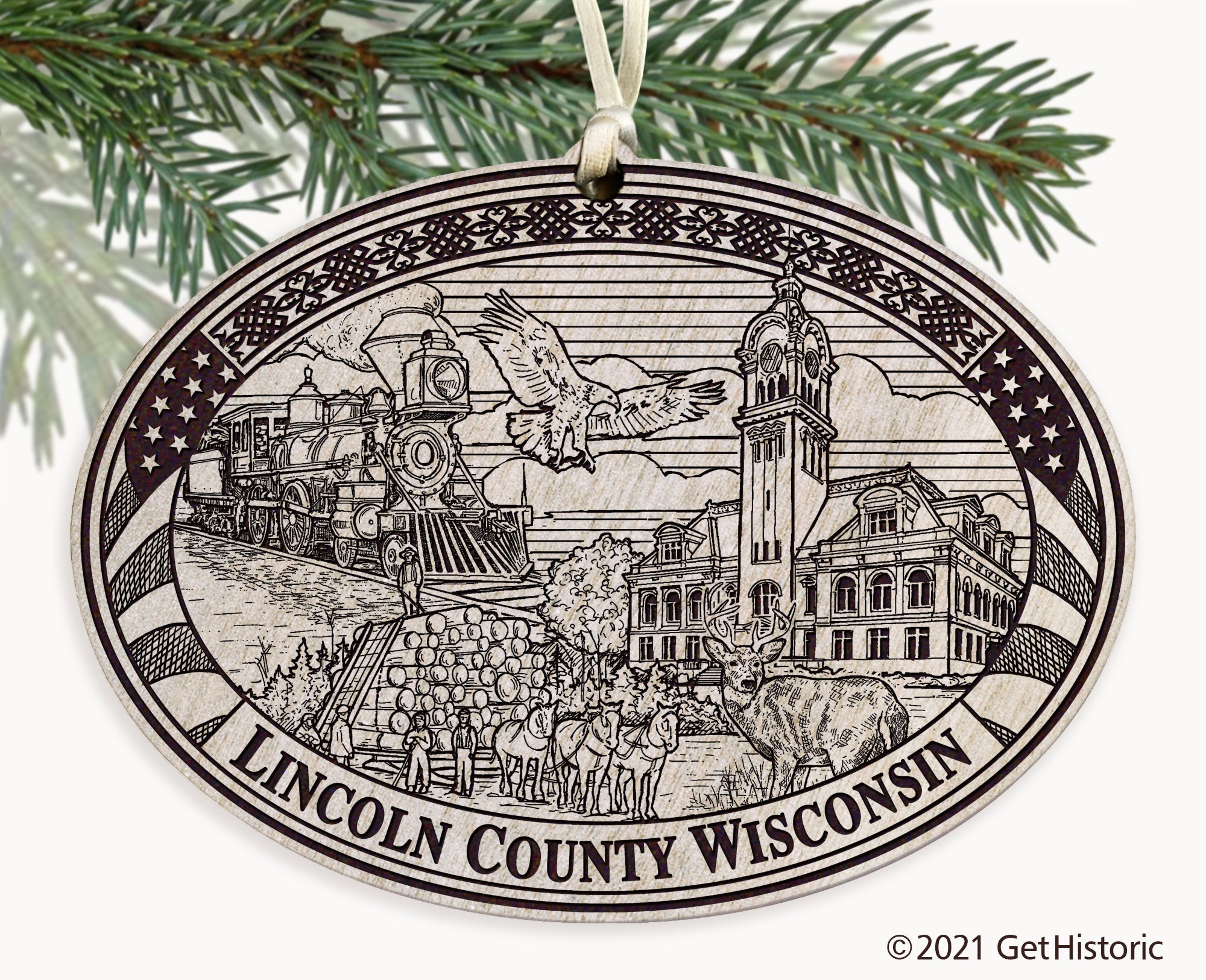 Lincoln County Wisconsin Engraved Ornament
