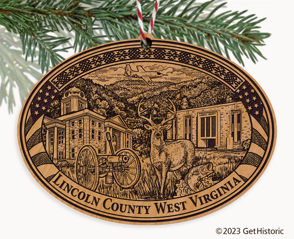 Lincoln County West Virginia Engraved Natural Ornament