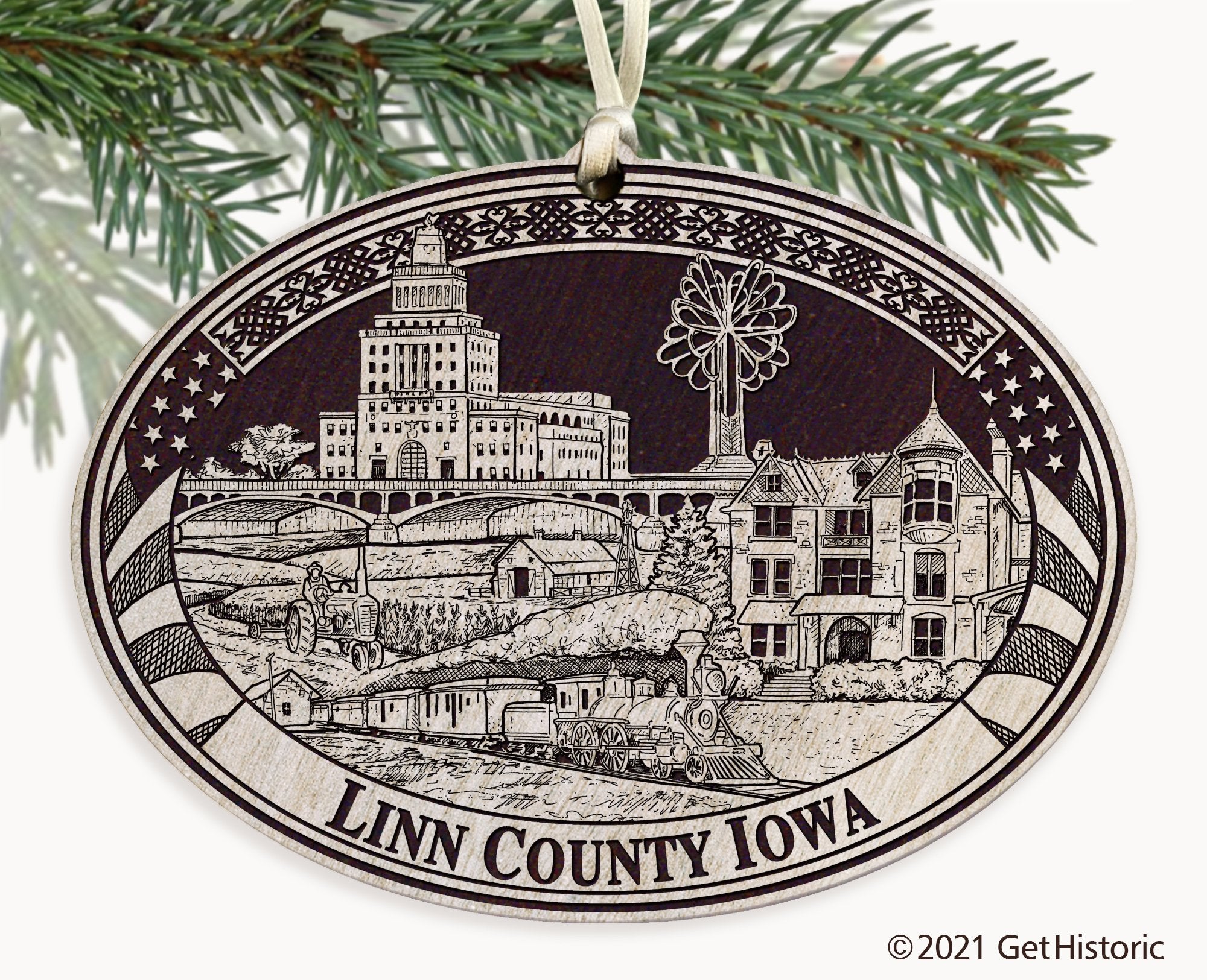 Linn County Iowa Engraved Ornament