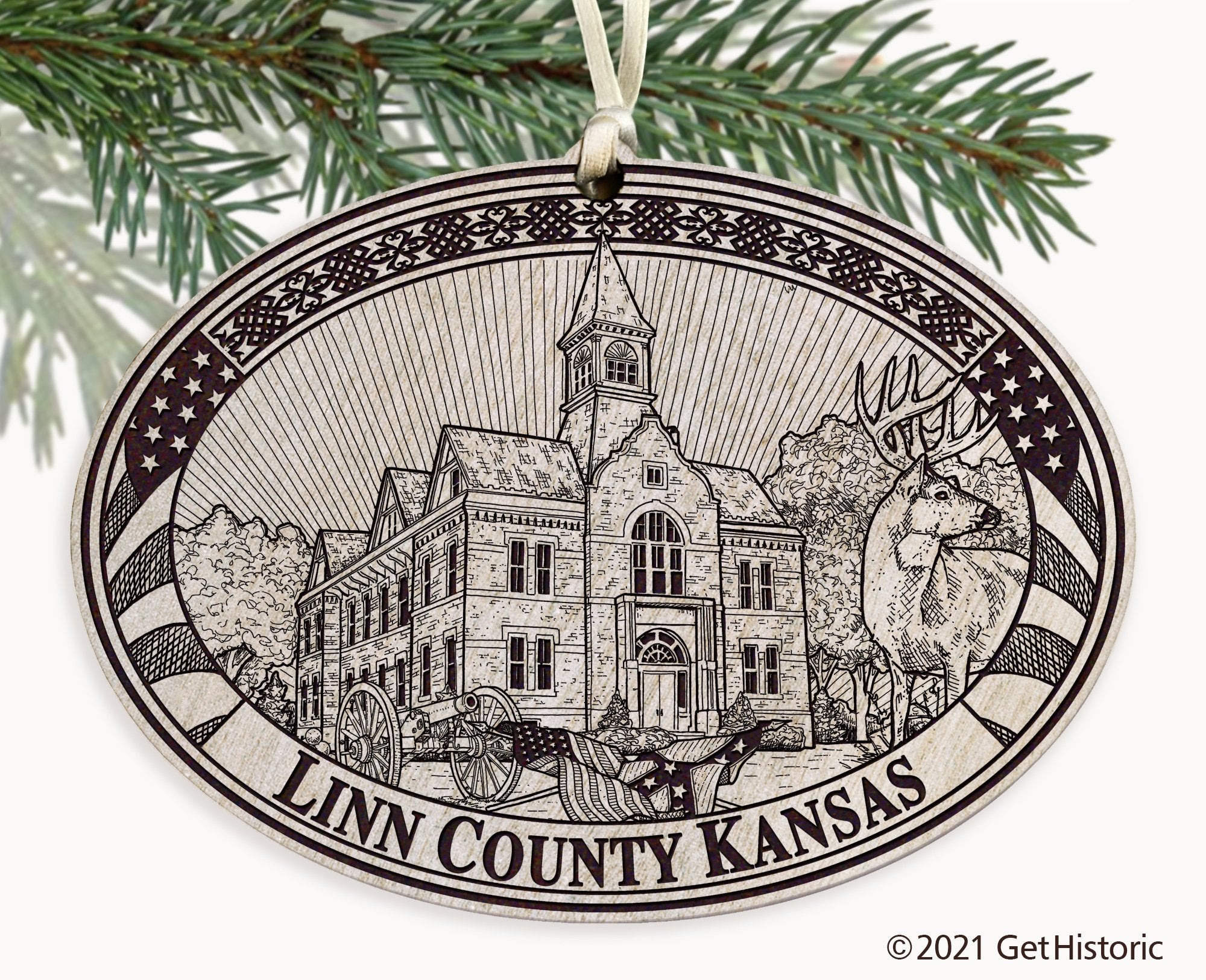 Linn County Kansas Engraved Ornament