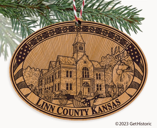 Linn County Kansas Engraved Natural Ornament