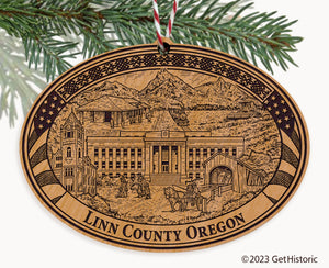 Linn County Oregon Engraved Natural Ornament