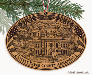 Little River County Arkansas Engraved Natural Ornament