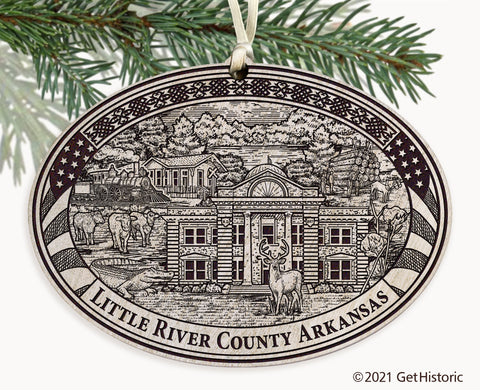Little River County Arkansas Engraved Ornament