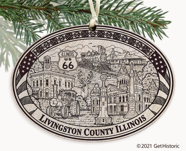 Livingston County Illinois Engraved Ornament