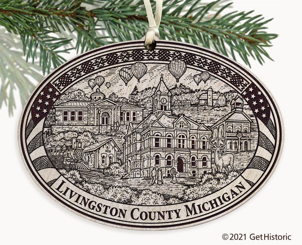 Livingston County Michigan Engraved Ornament