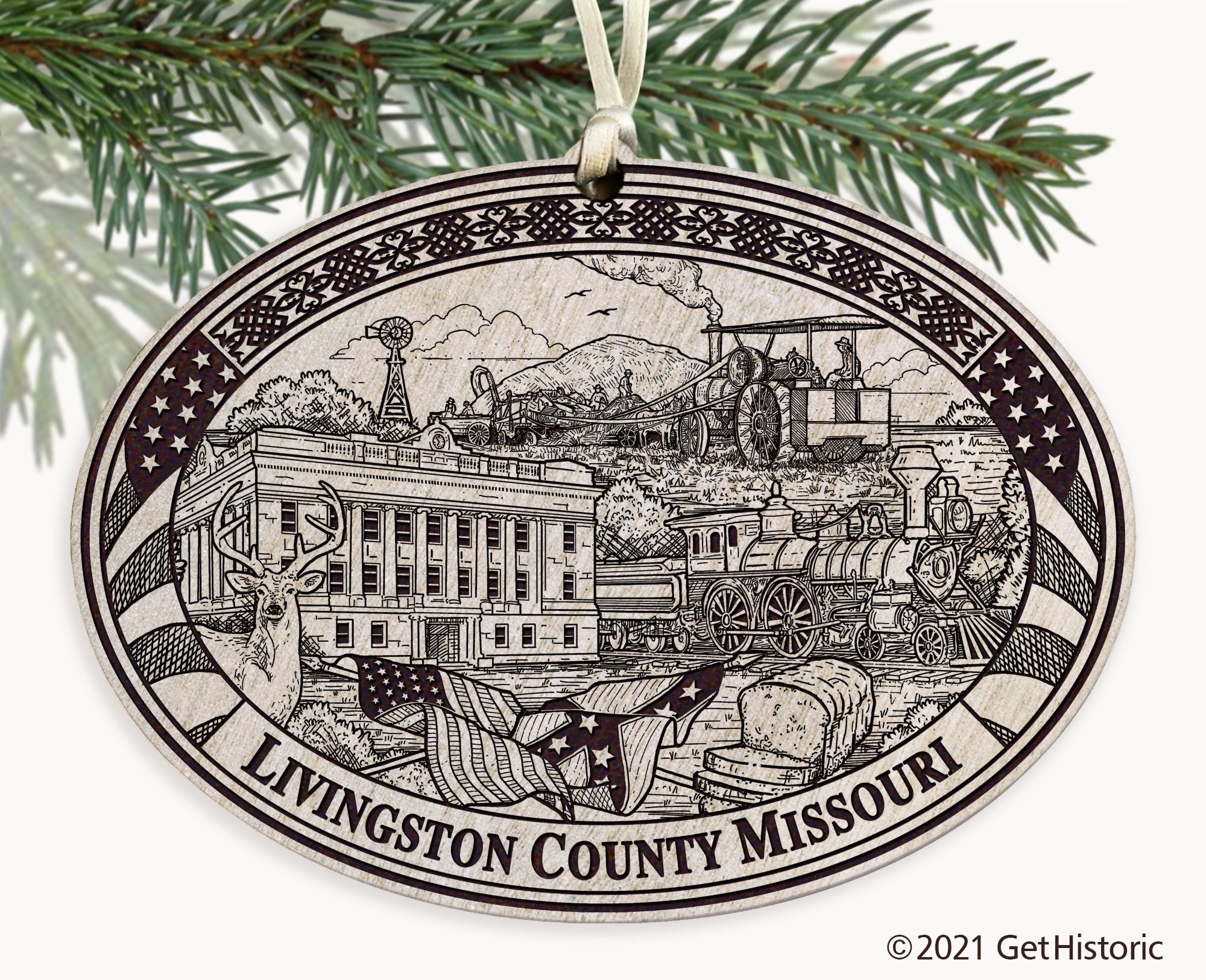 Livingston County Missouri Engraved Ornament
