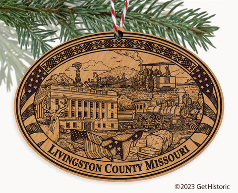 Livingston County Missouri Engraved Natural Ornament