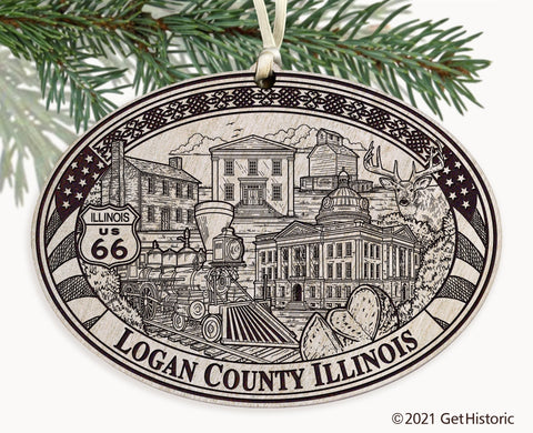 Logan County Illinois Engraved Ornament