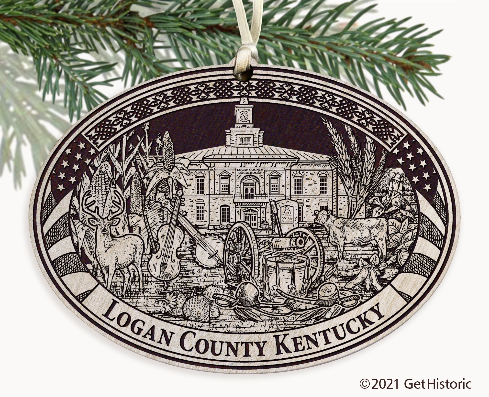 Logan County Kentucky Engraved Ornament