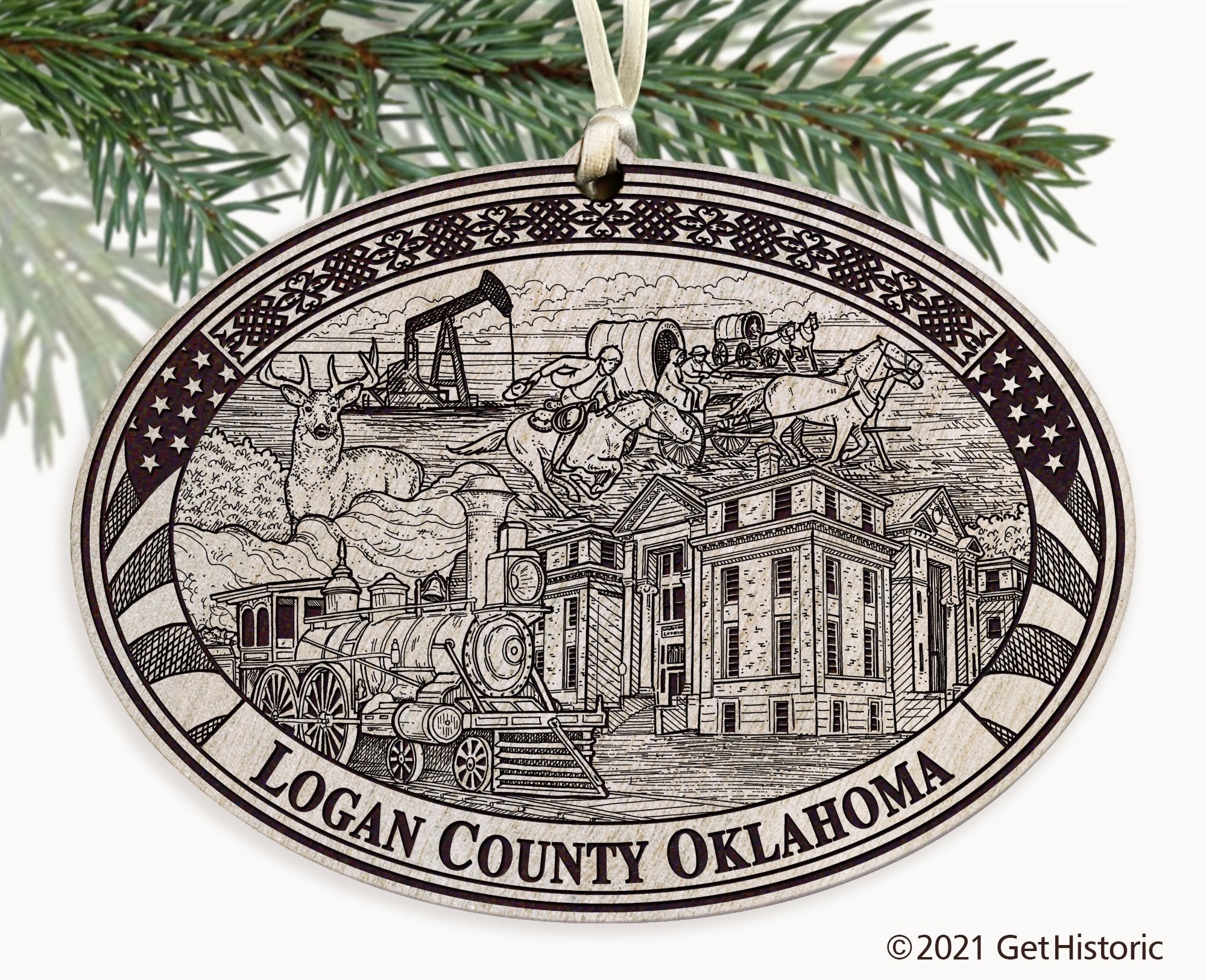 Logan County Oklahoma Engraved Ornament