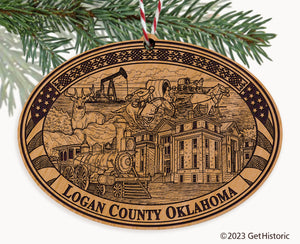 Logan County Oklahoma Engraved Natural Ornament