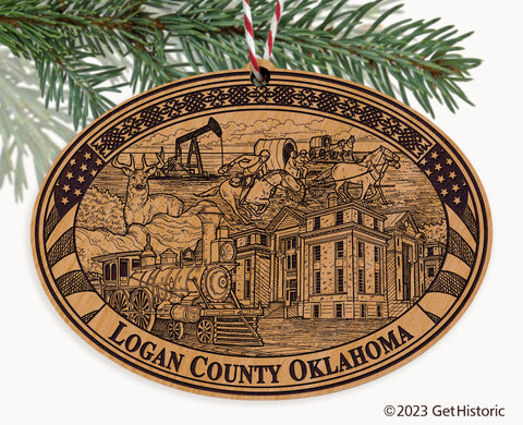 Logan County Oklahoma Engraved Natural Ornament