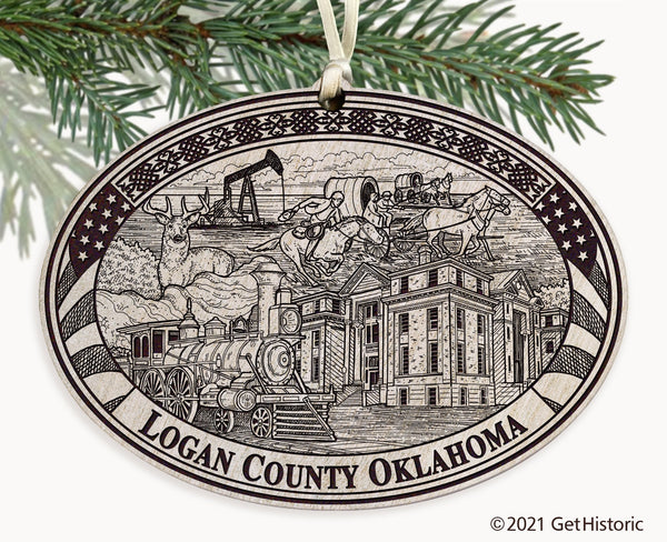 Logan County Oklahoma Engraved Ornament