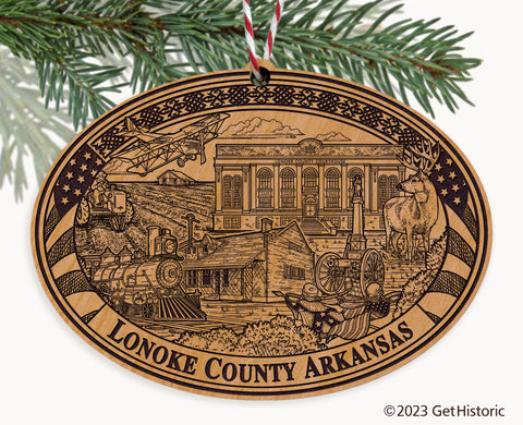 Lonoke County Arkansas Engraved Natural Ornament