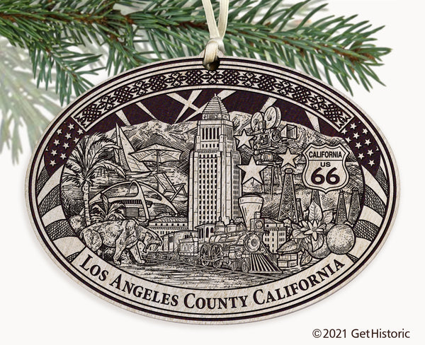 Los Angeles County California Engraved Ornament