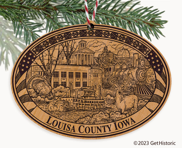 Louisa County Iowa Engraved Natural Ornament