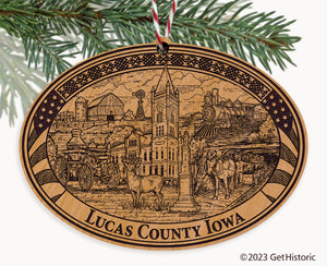 Lucas County Iowa Engraved Natural Ornament