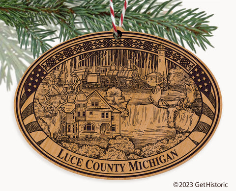 Luce County Michigan Engraved Natural Ornament