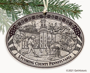 Lycoming County Pennsylvania Engraved Ornament