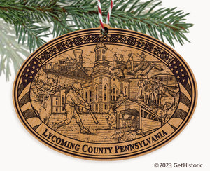 Lycoming County Pennsylvania Engraved Natural Ornament