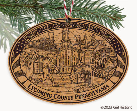 Lycoming County Pennsylvania Engraved Natural Ornament