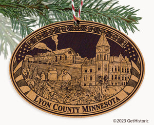 Lyon County Minnesota Engraved Natural Ornament