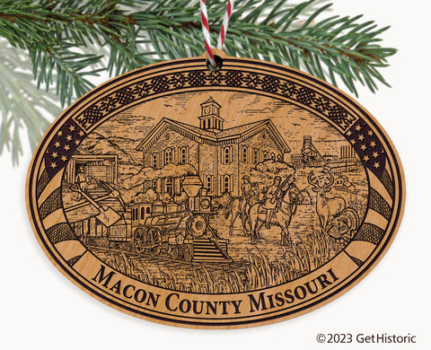 Macon County Missouri Engraved Natural Ornament