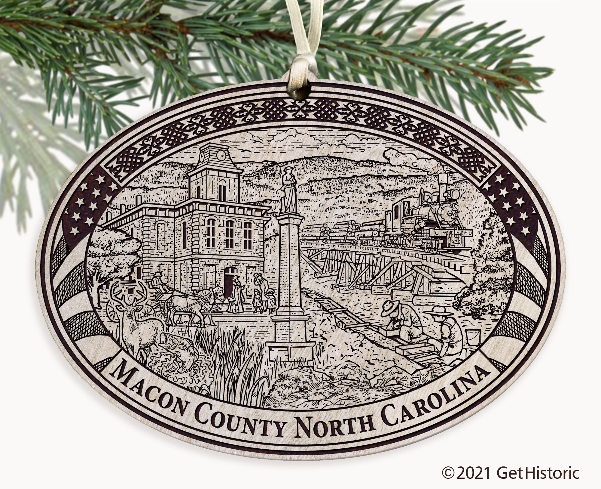 Macon County North Carolina Engraved Ornament