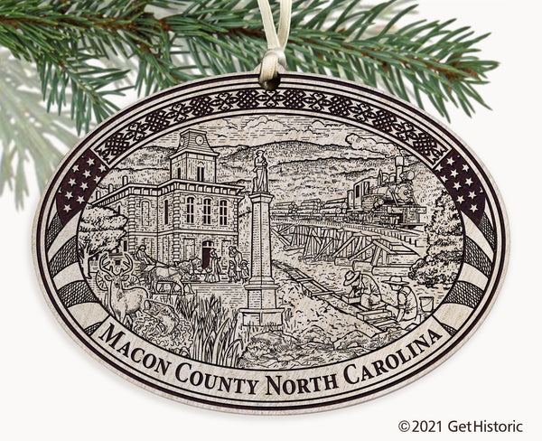 Macon County North Carolina Engraved Ornament