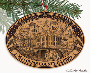 Macoupin County Illinois Engraved Natural Ornament