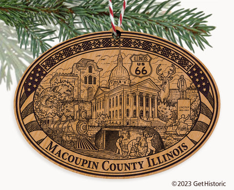 Macoupin County Illinois Engraved Natural Ornament