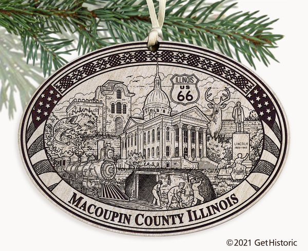 Macoupin County Illinois Engraved Ornament