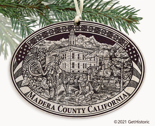 Madera County California Engraved Ornament