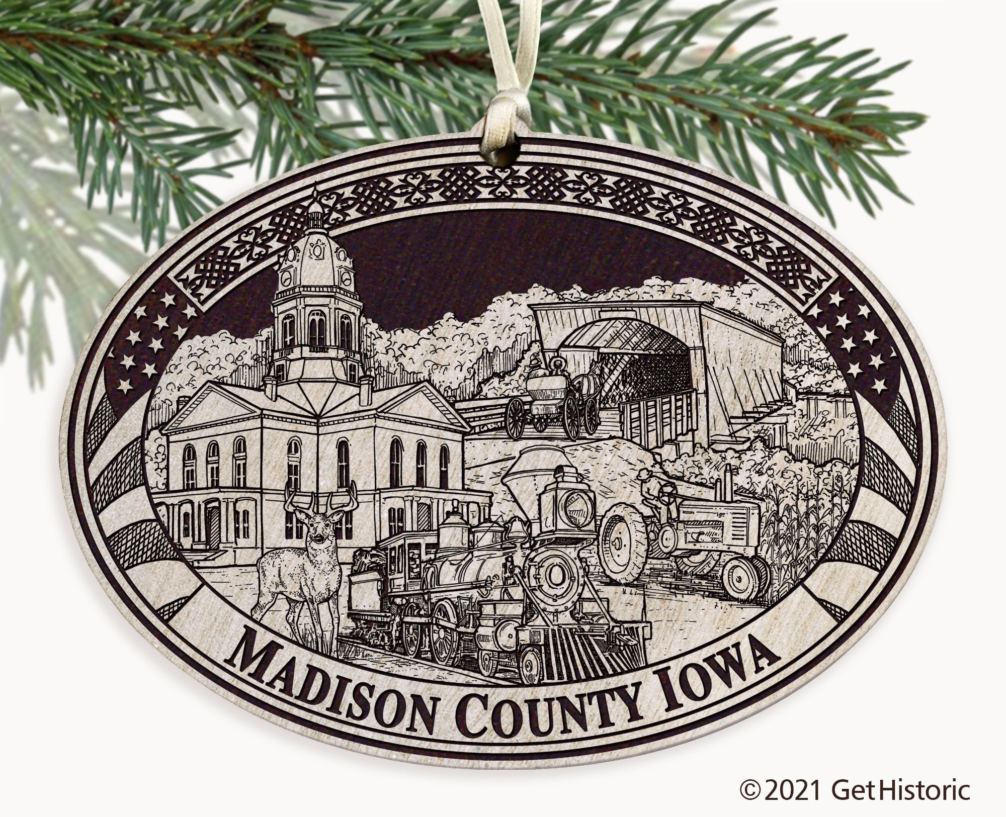 Madison County Iowa Engraved Ornament