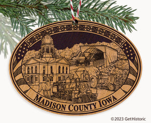 Madison County Iowa Engraved Natural Ornament